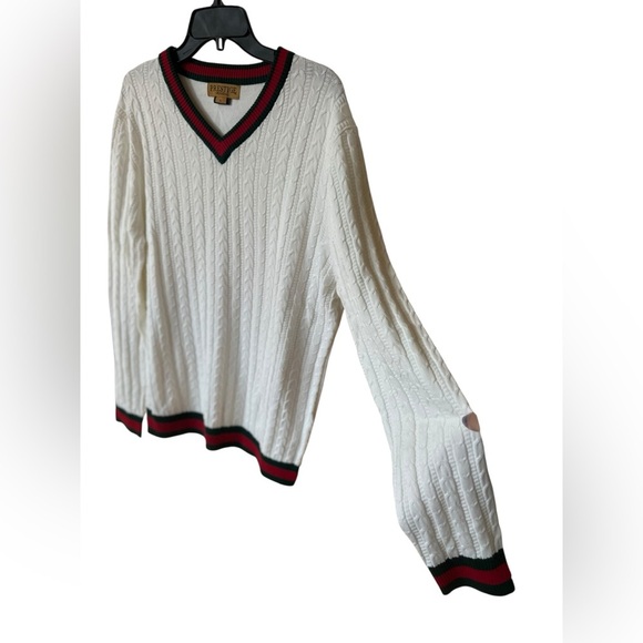 Prestige Original Men's White Cable Knit Sweater size L - Picture 6 of 9